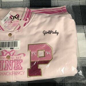 VS PINK x LoveShackFancy Boyfriend Varsity Jacket ALL NEW IN PACKAGING XS-XXL